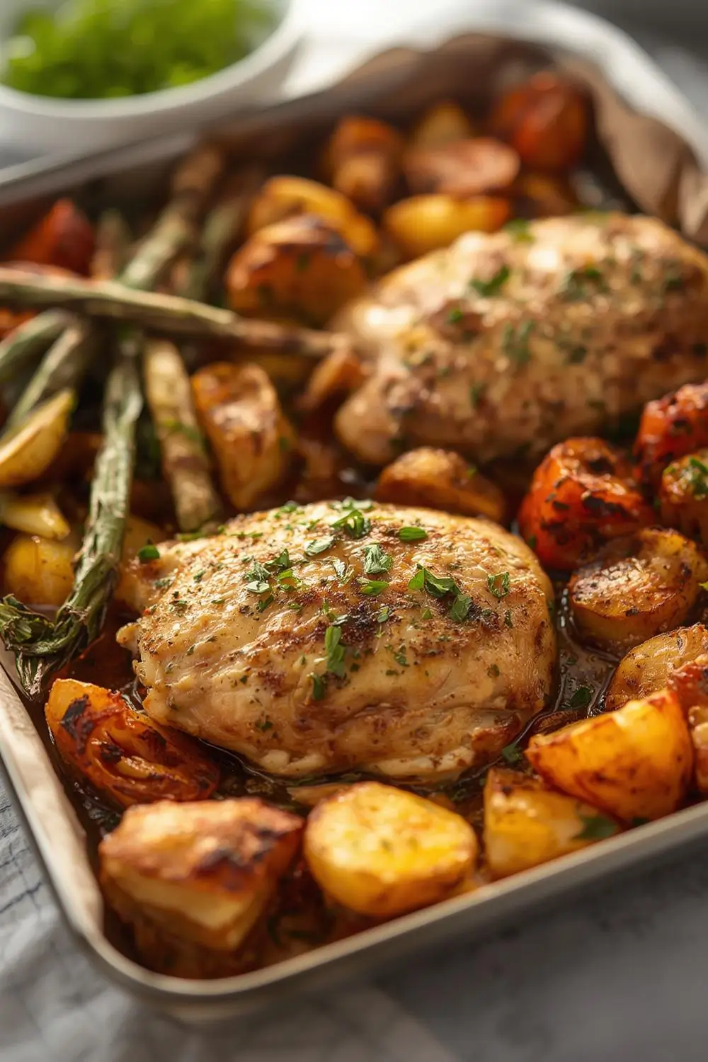Easy Sheet Pan Garlic Butter Chicken Dinner