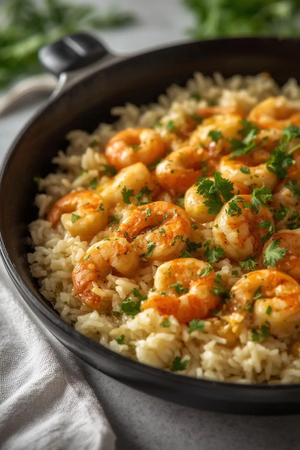 Garlic butter shrimp and rice skillet