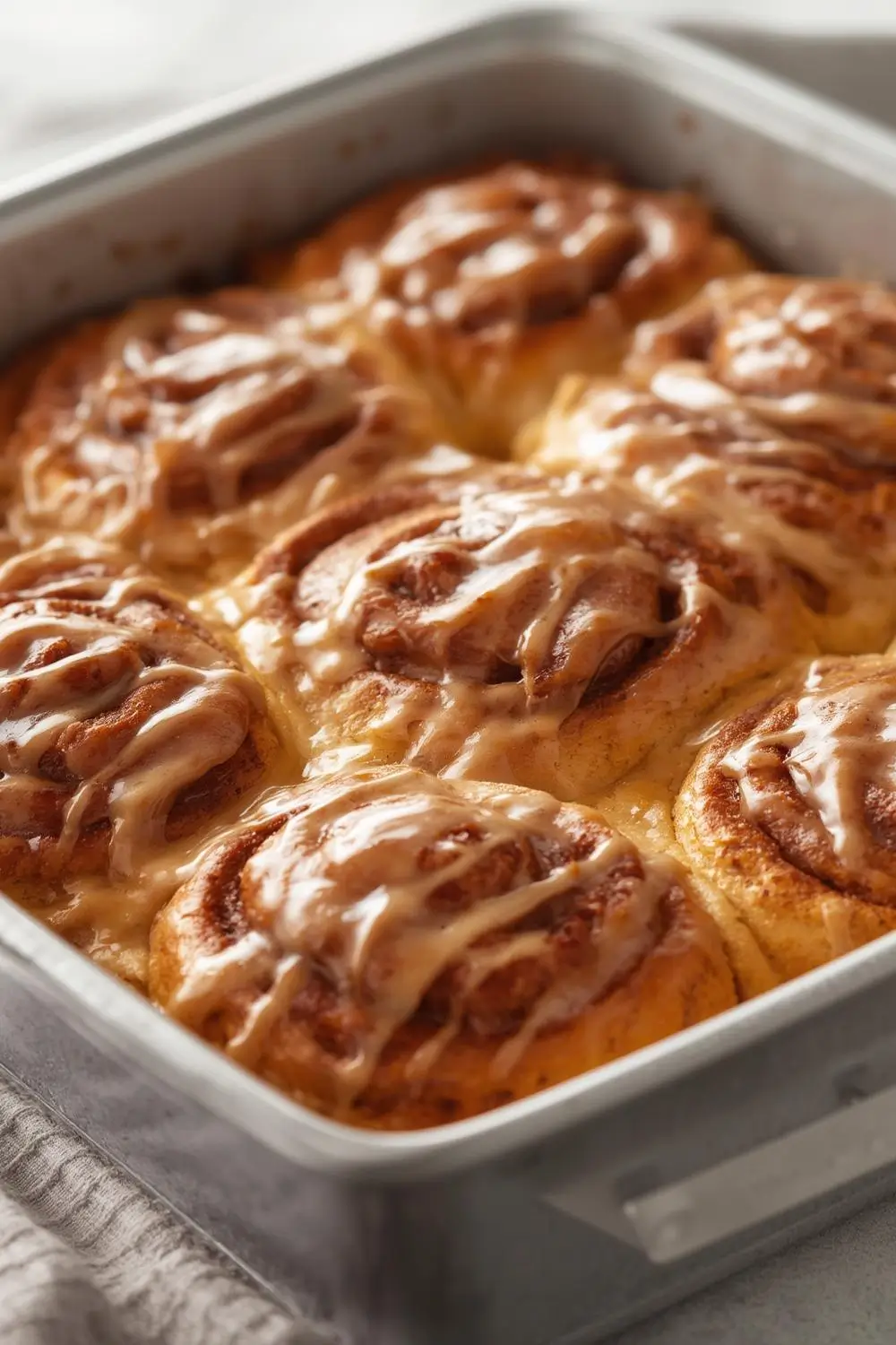 Golden Brown Cinnamon Rolls with Sweet Glaze