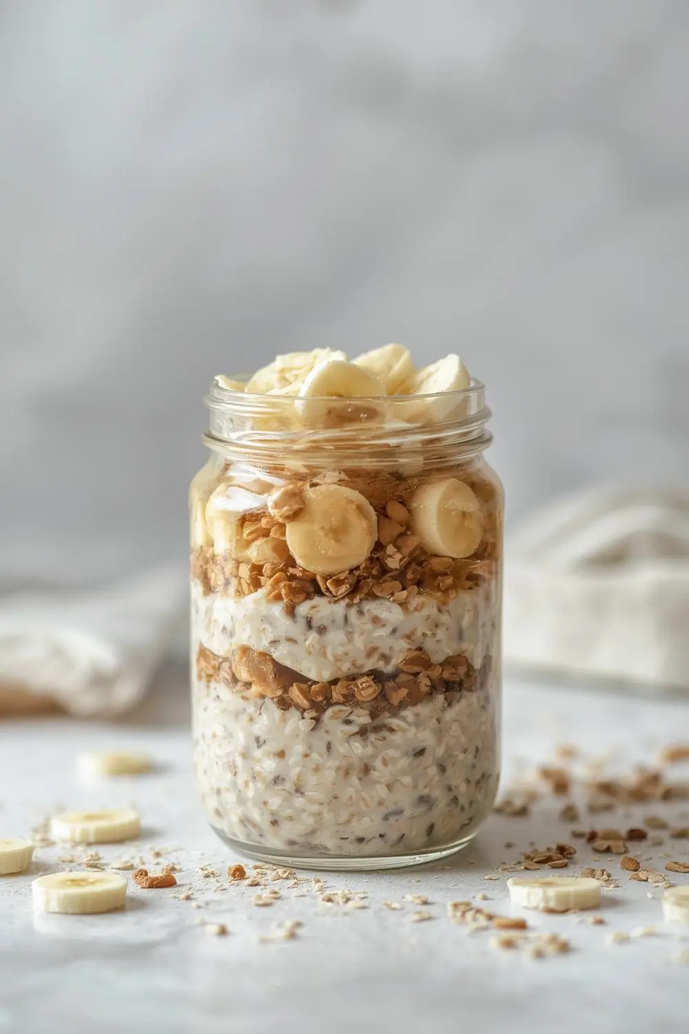 Healthy peanut butter banana overnight oats