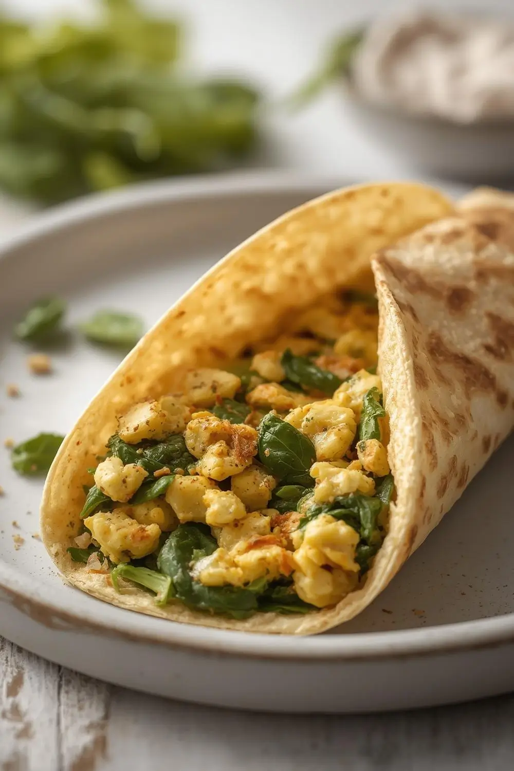 Quick Egg Spinach Breakfast Tortilla Wrap