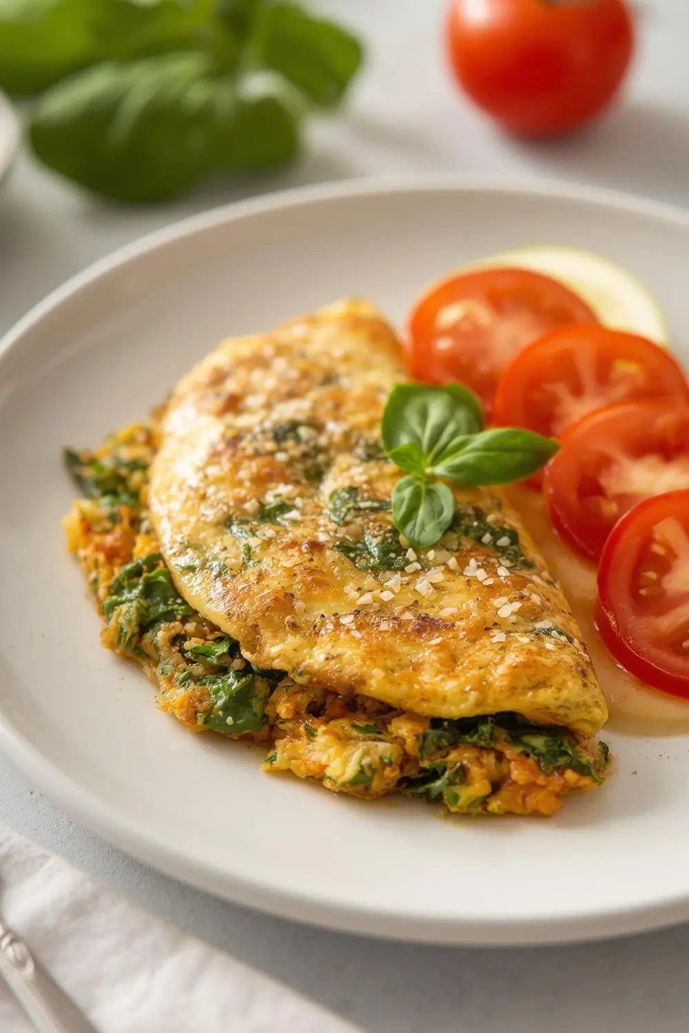 Quick Tomato Spinach Breakfast Omelet
