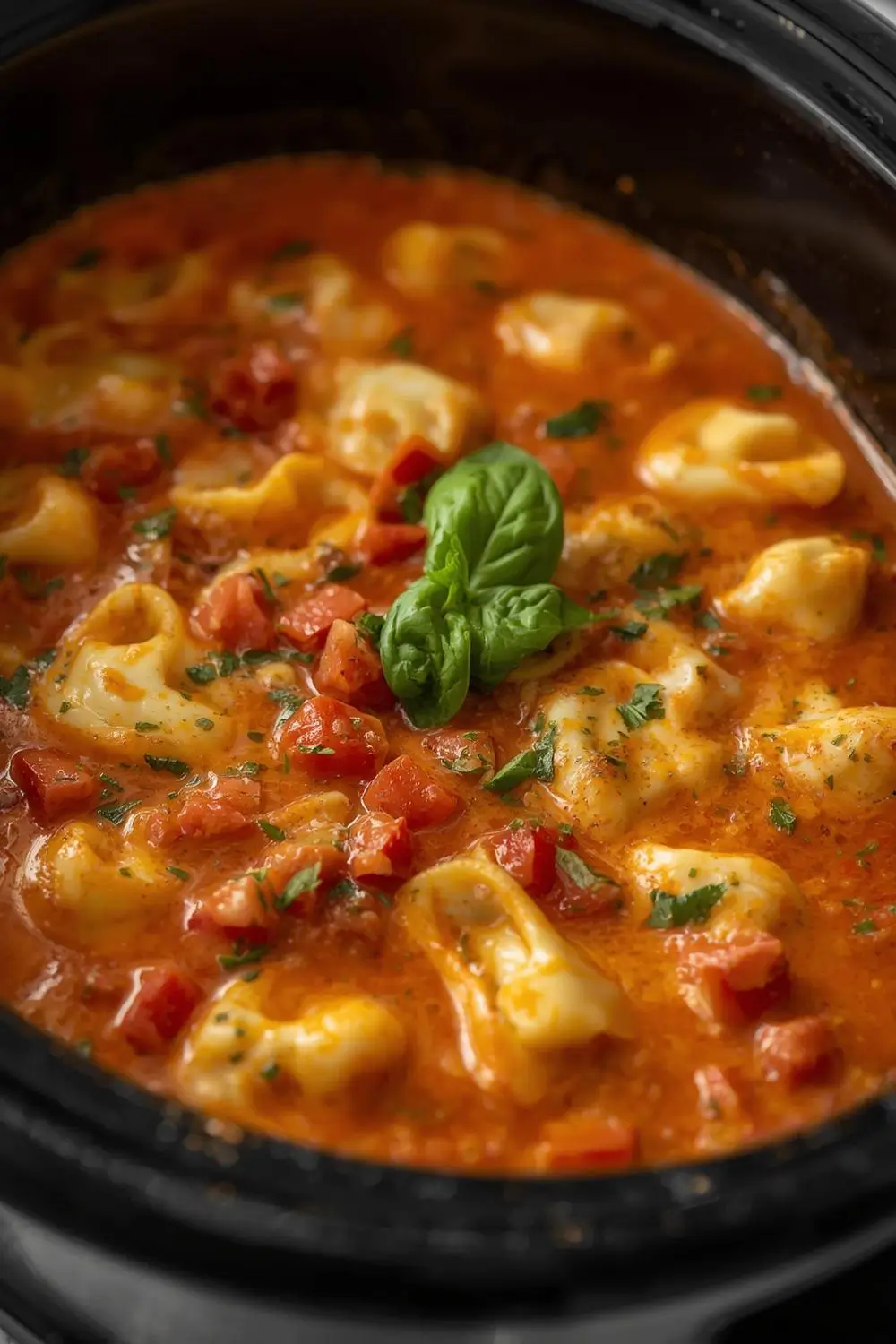 Slow Cooker Creamy Tomato Tortellini Soup — Easy & Delicious!