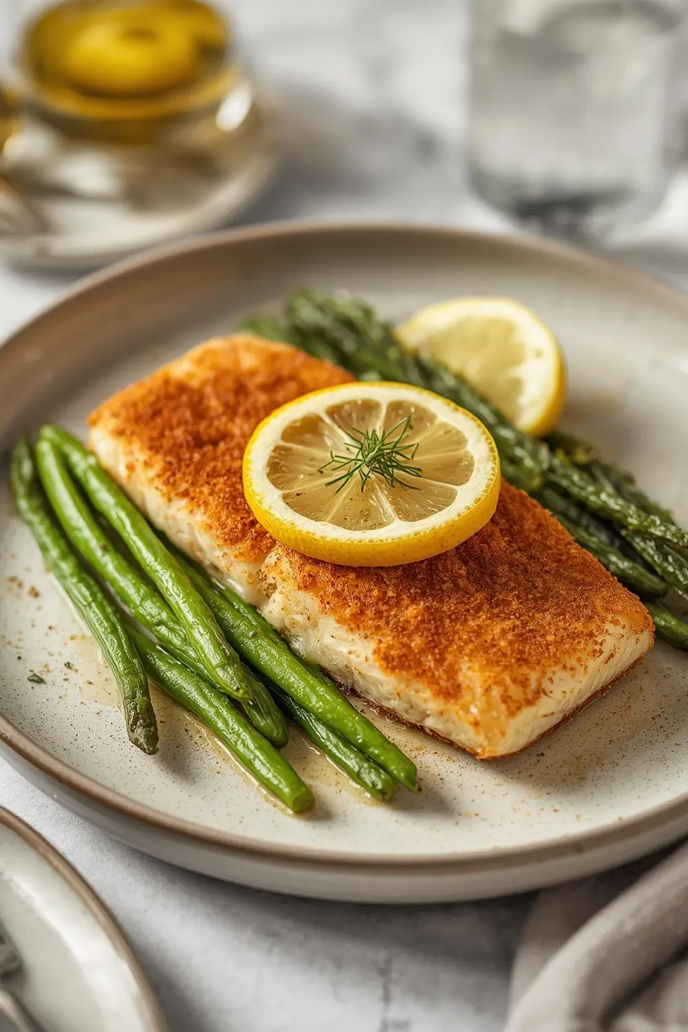 Baked Lemon Herb Fish with Green Beans