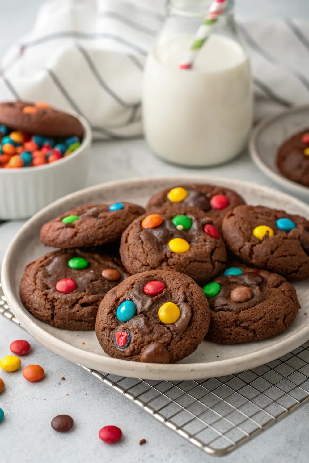 Brownie Mix Cookies with M&M Candy Topping