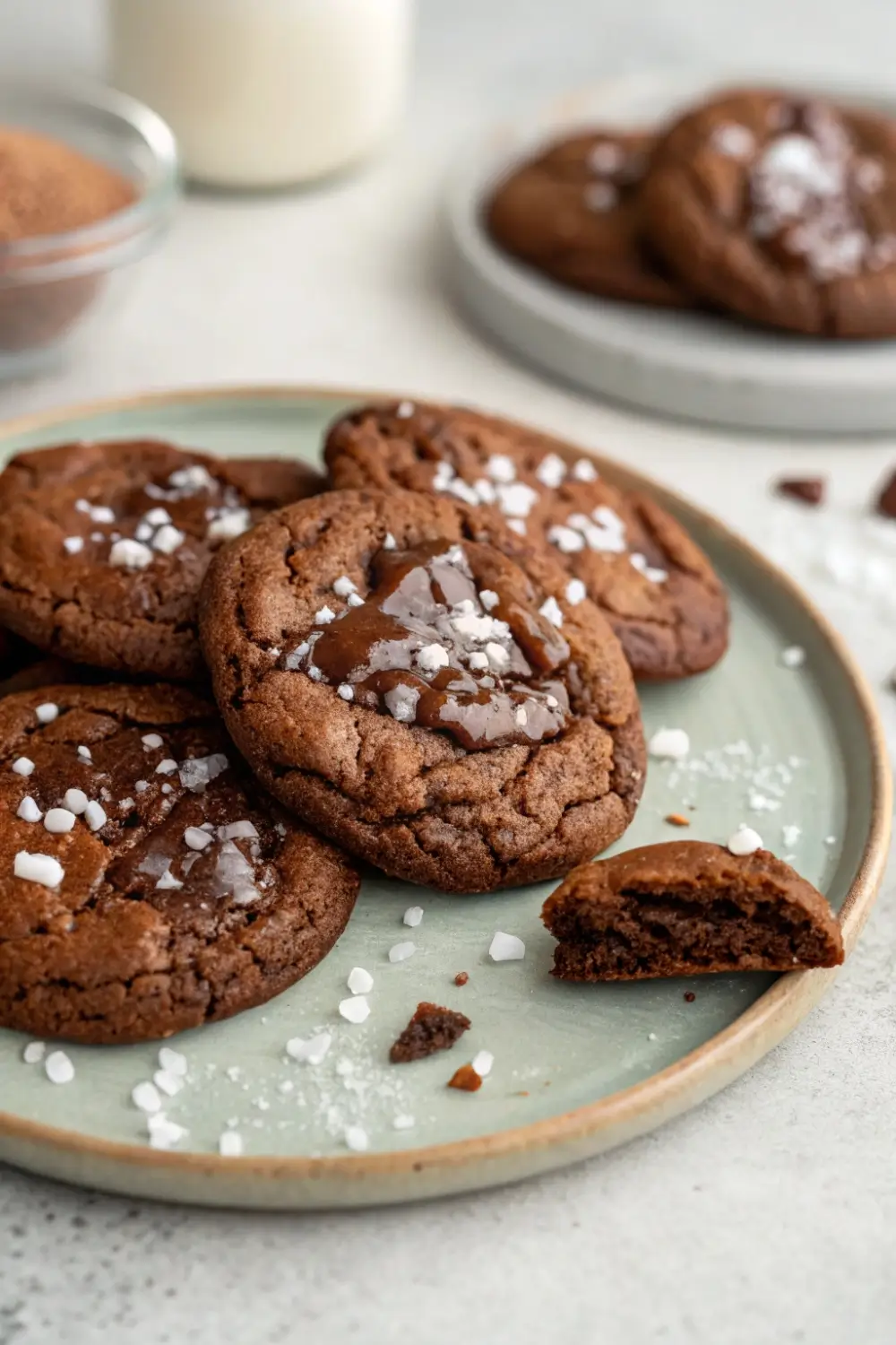 Brownie Mix Cookies with Sea Salt Flaky Topping
