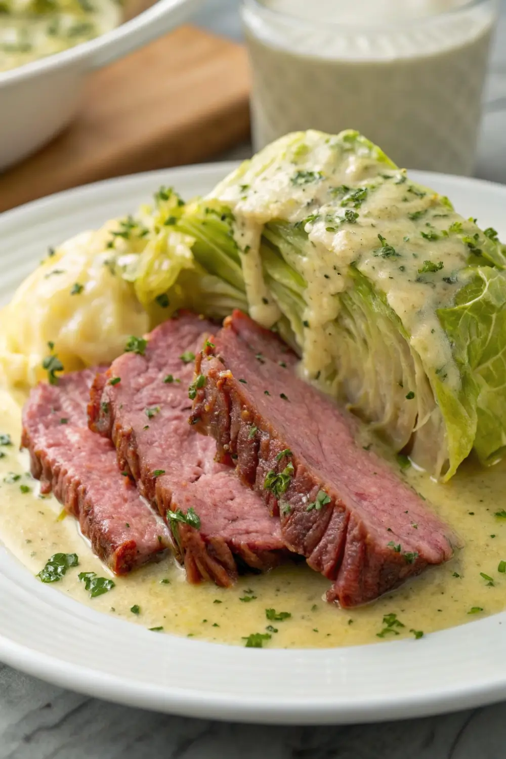 Corned Beef and Cabbage with Herb Butter Sauce