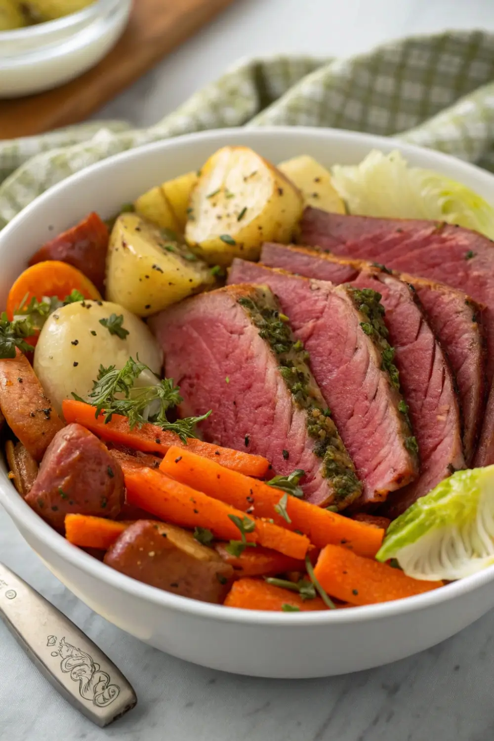 Corned Beef Cabbage Bowl with Roasted Vegetables
