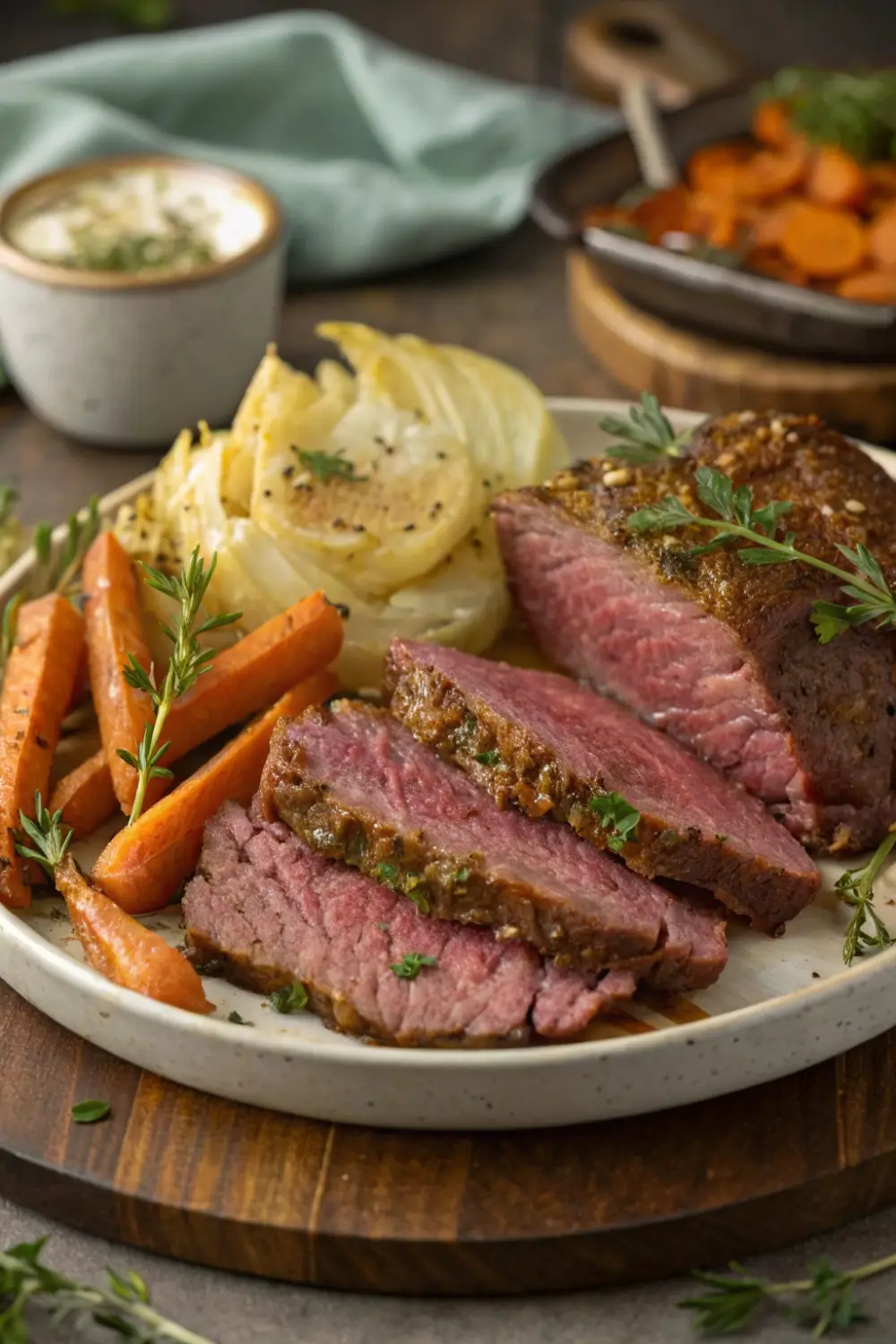 Corned Beef with Roasted Cabbage and Carrots