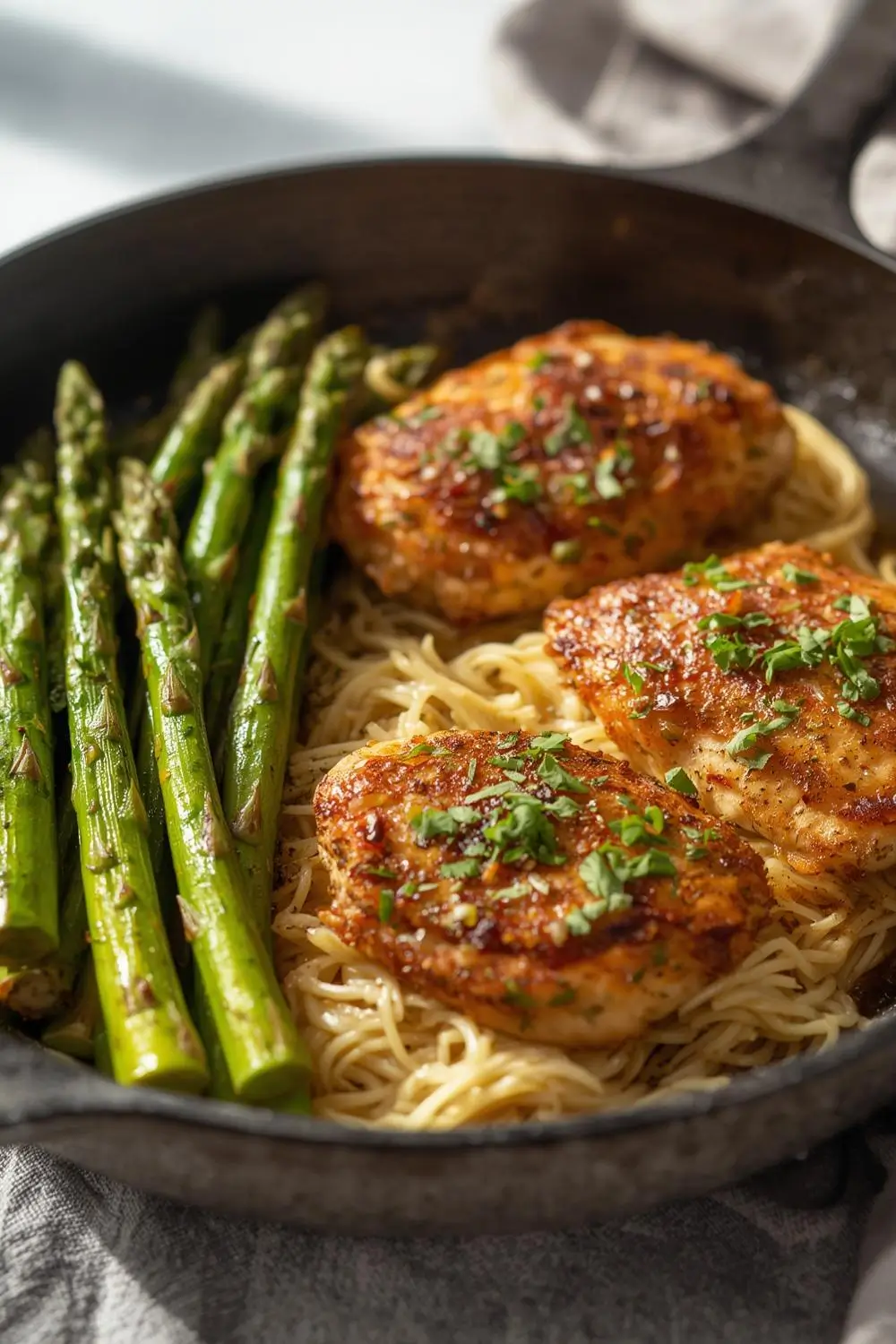 Crispy Chicken & Asparagus Skillet