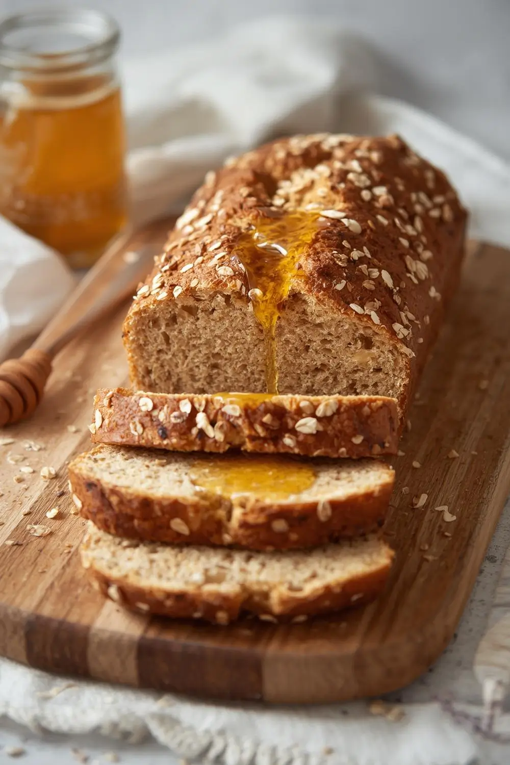Easy Sourdough Discard Honey Oat Breakfast Loaf