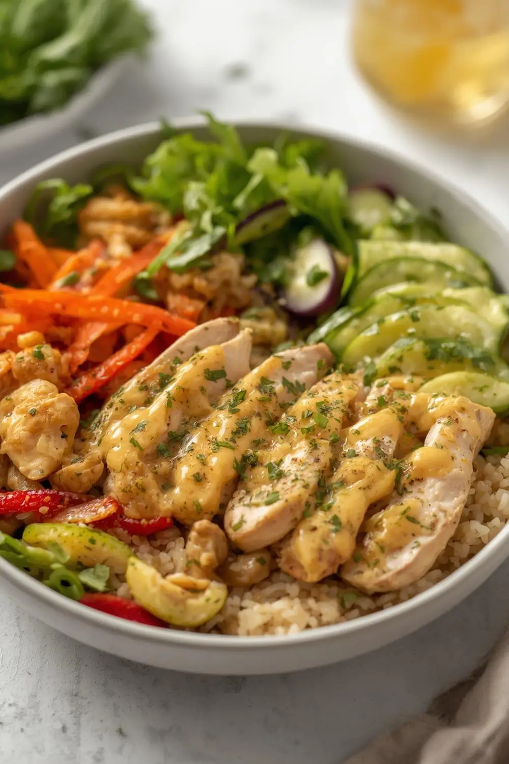 Fresh & Healthy Light Chicken and Rice Spring Bowl Recipe