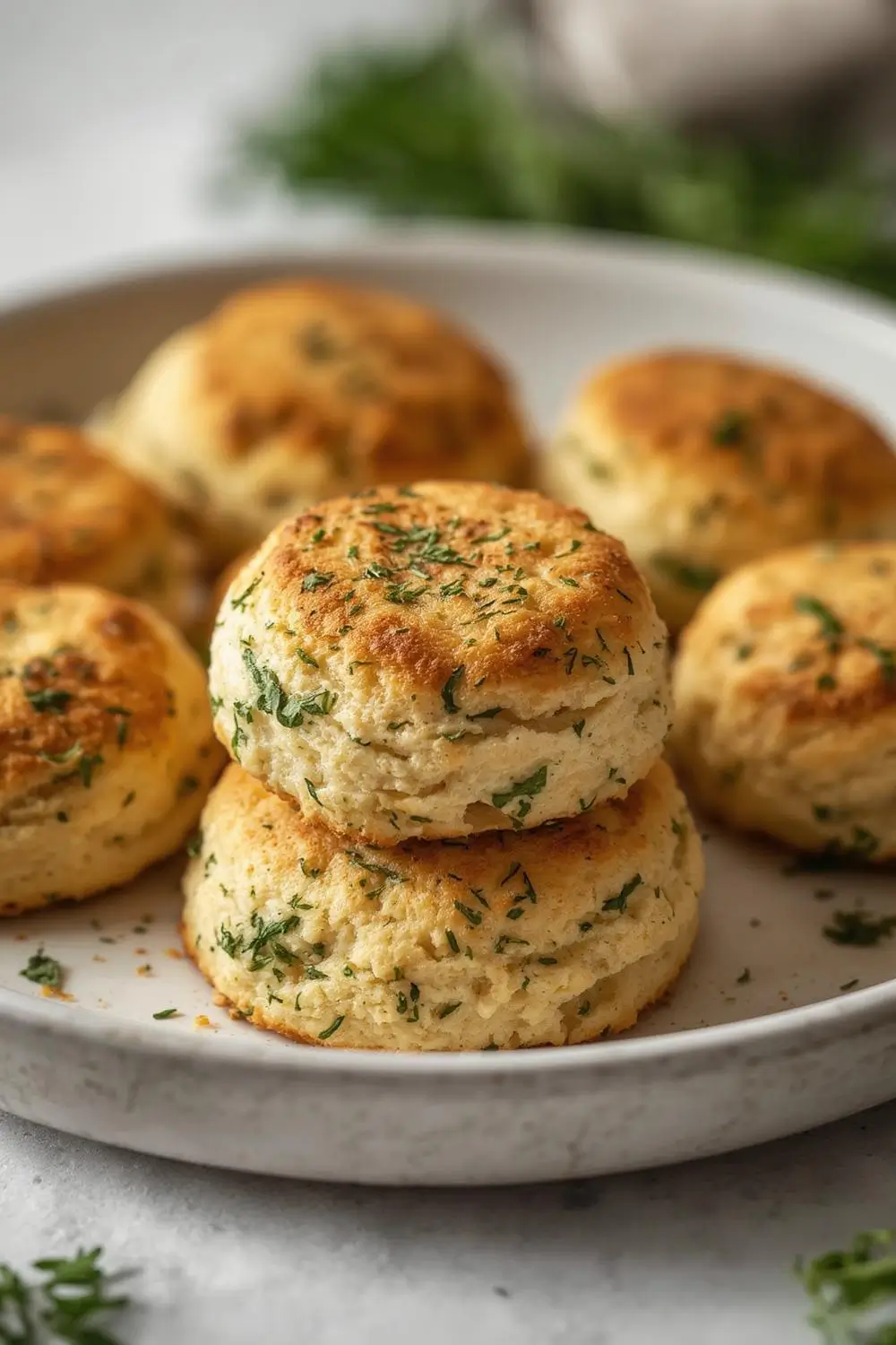 Savory sourdough discard herb drop biscuits made with leftover sourdough starter, fresh herbs, and baked to golden perfection.