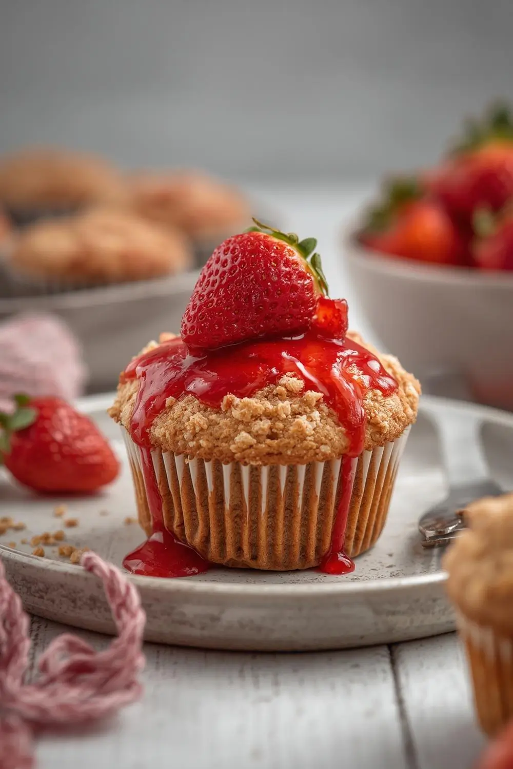 Sourdough Discard Strawberry Crumb Muffins