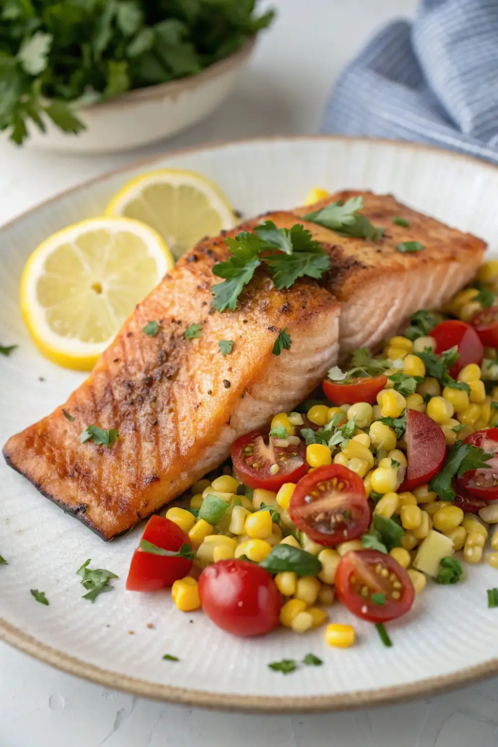 Grilled Salmon with Fresh Corn Salad Recipe